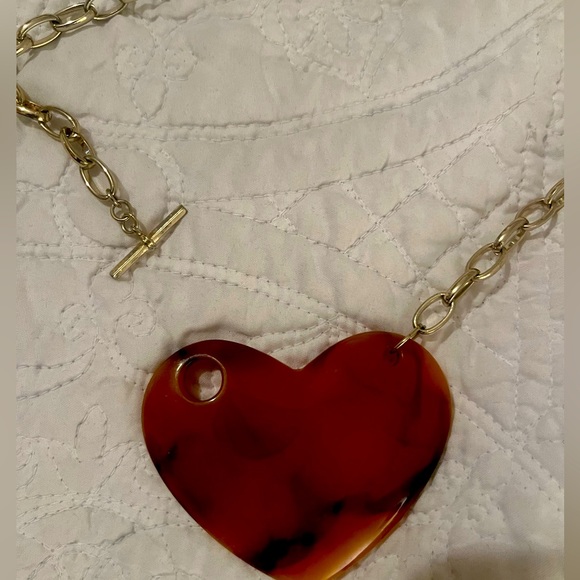 Heart Necklace Vintage Tortoise Shell - Picture 3 of 6